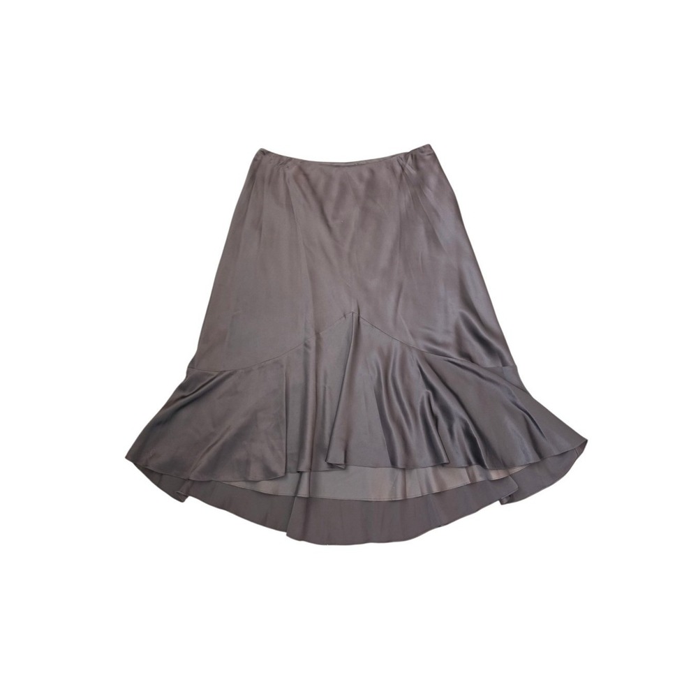 Ralph Lauren Silk Choolate Brown Y2K Elegant Feminine Flowy Midi Skirt sz 18W